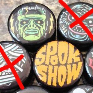 26mm Spook Show & Frankenstein head plugs, 2 pairs Halloween